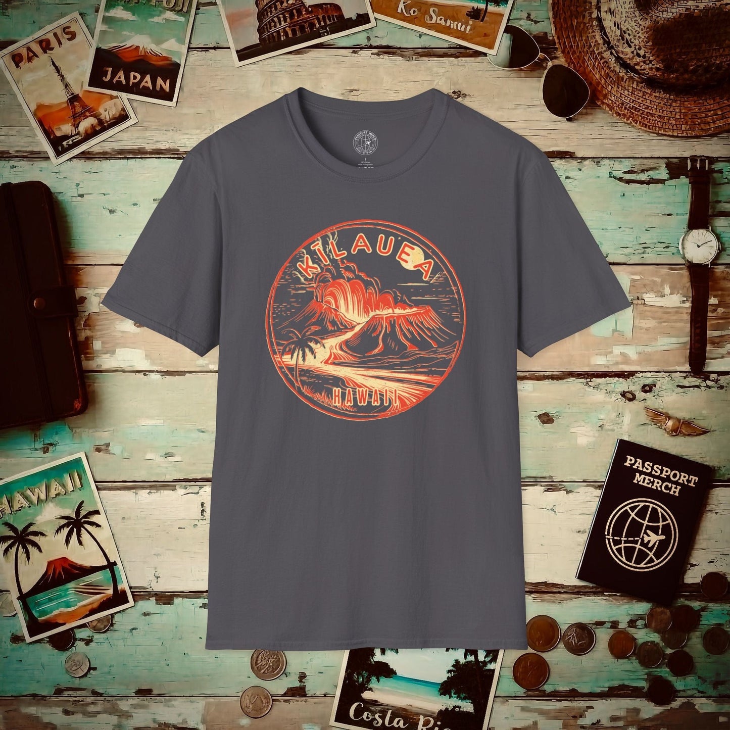 Vintage Kilauea Eruption, Hawaii T-Shirt Charcoal / S