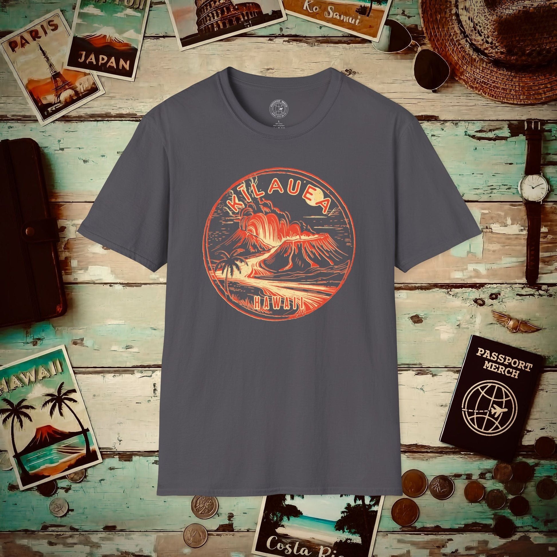 Vintage Kilauea Eruption, Hawaii T-Shirt Charcoal / S