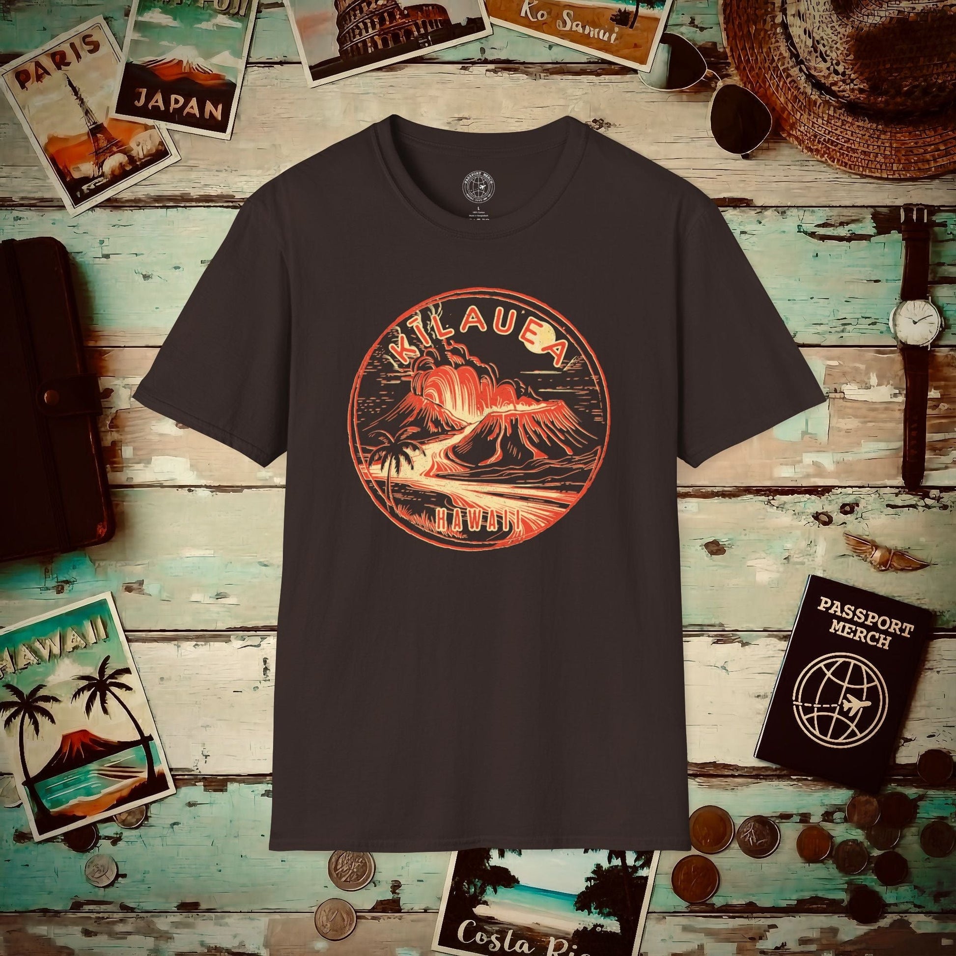 Vintage Kilauea Eruption, Hawaii T-Shirt Dark Chocolate / S