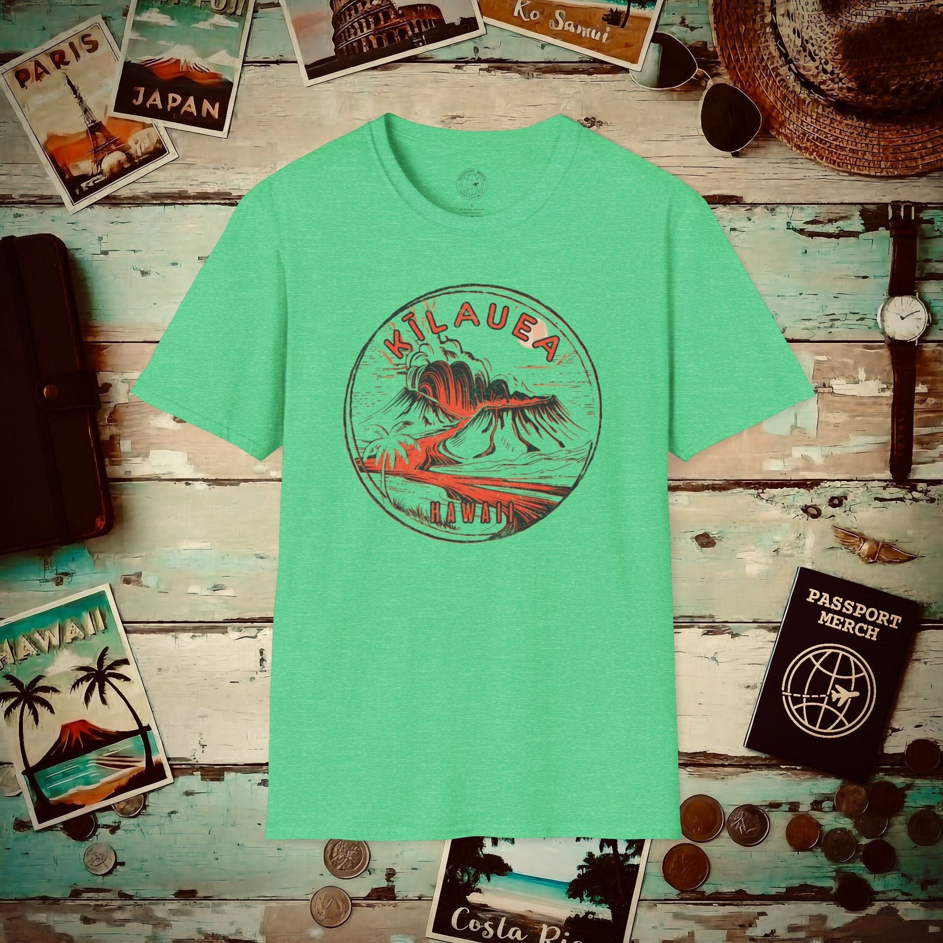 Vintage Kilauea Eruption, Hawaii T-Shirt Heather Irish Green / S