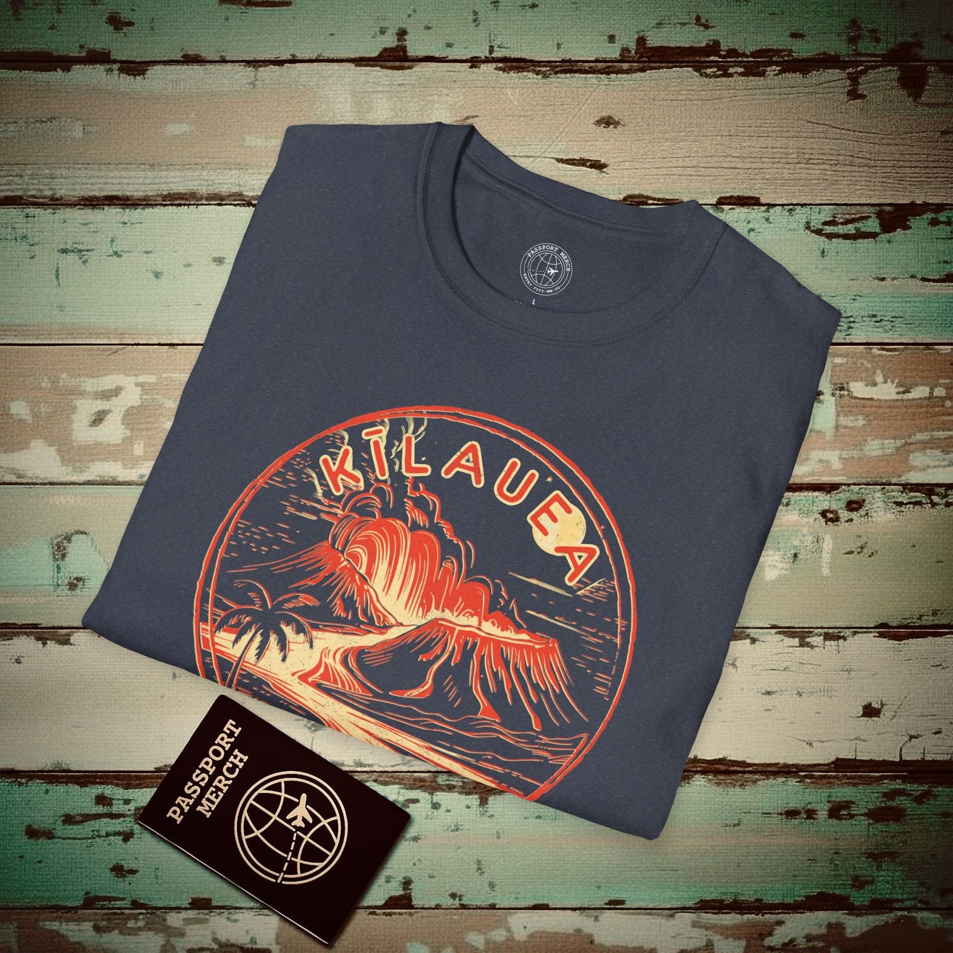 Vintage Kilauea Eruption, Hawaii T-Shirt Heather Navy / S