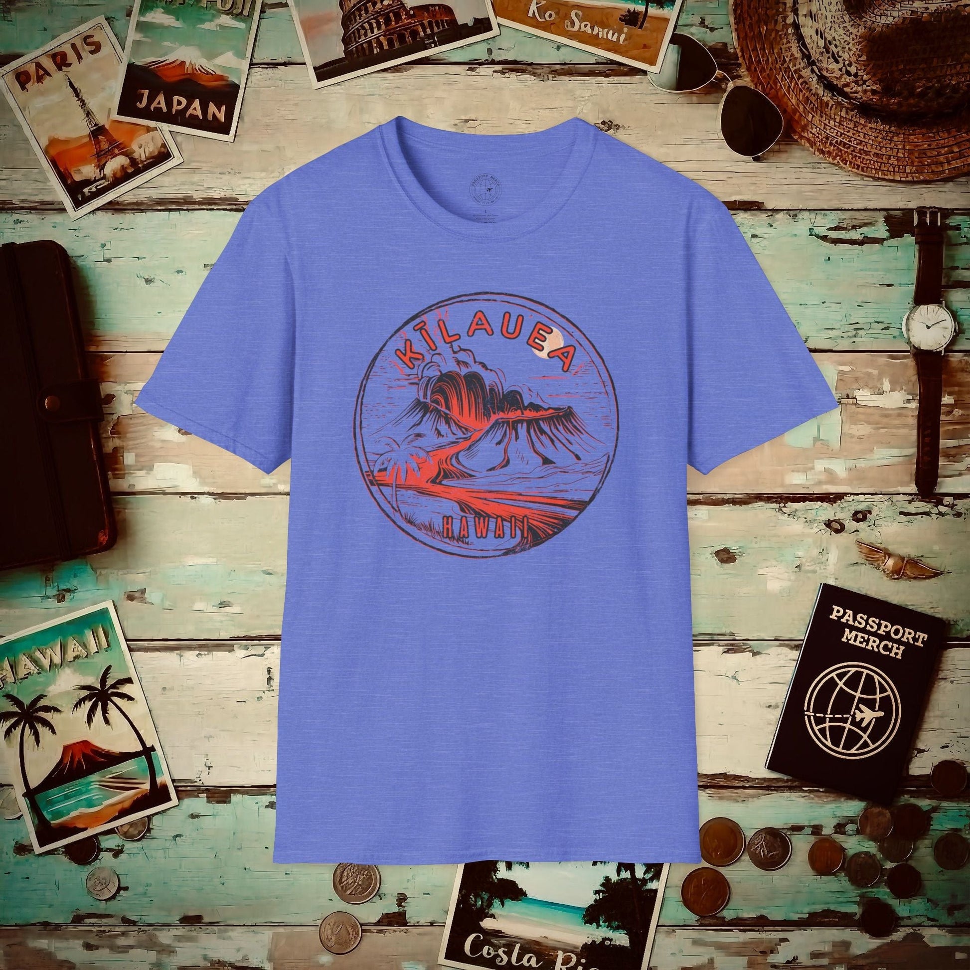 Vintage Kilauea Eruption, Hawaii T-Shirt Heather Royal / S