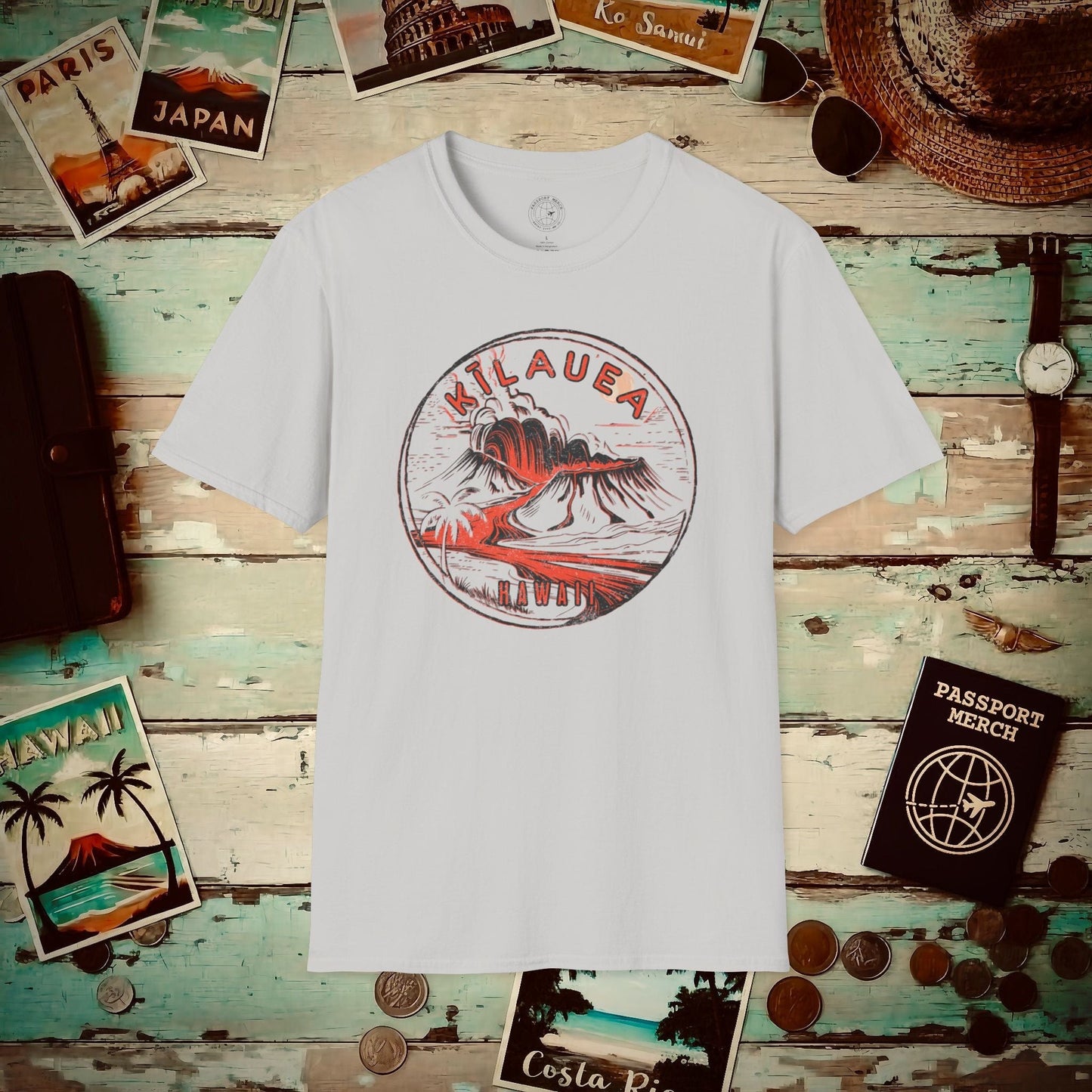 Vintage Kilauea Eruption, Hawaii T-Shirt Ice Grey / S