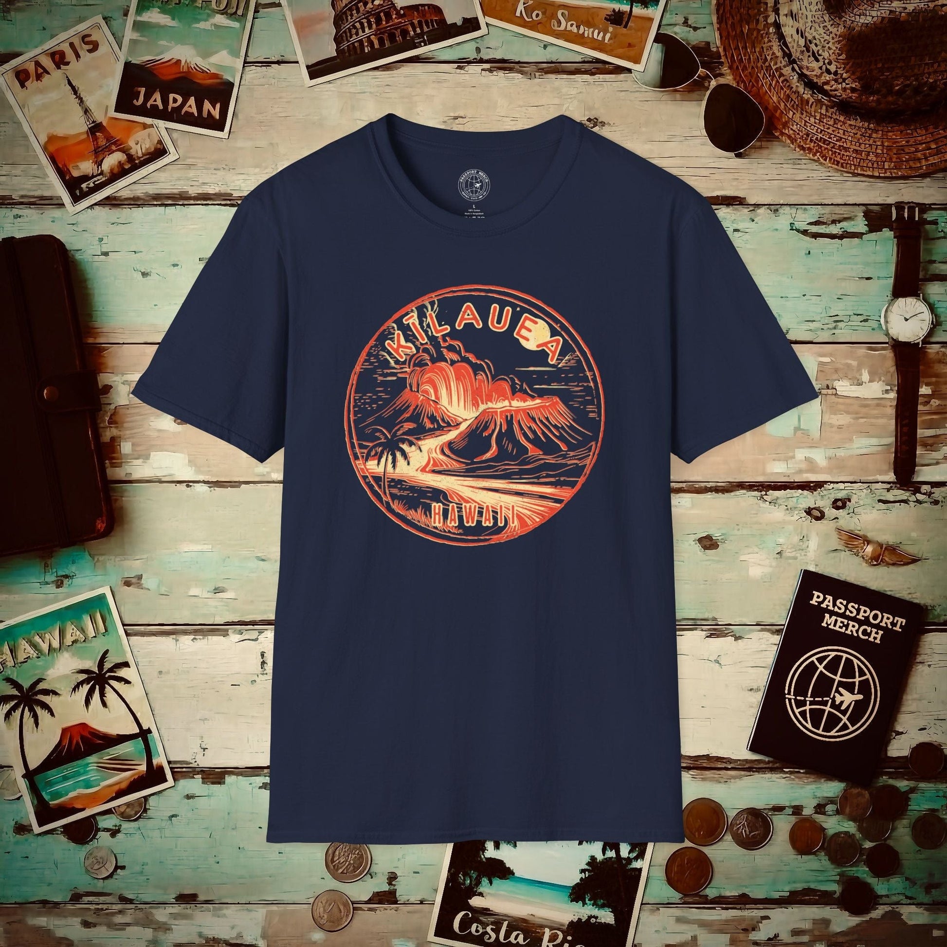 Vintage Kilauea Eruption, Hawaii T-Shirt Navy / S