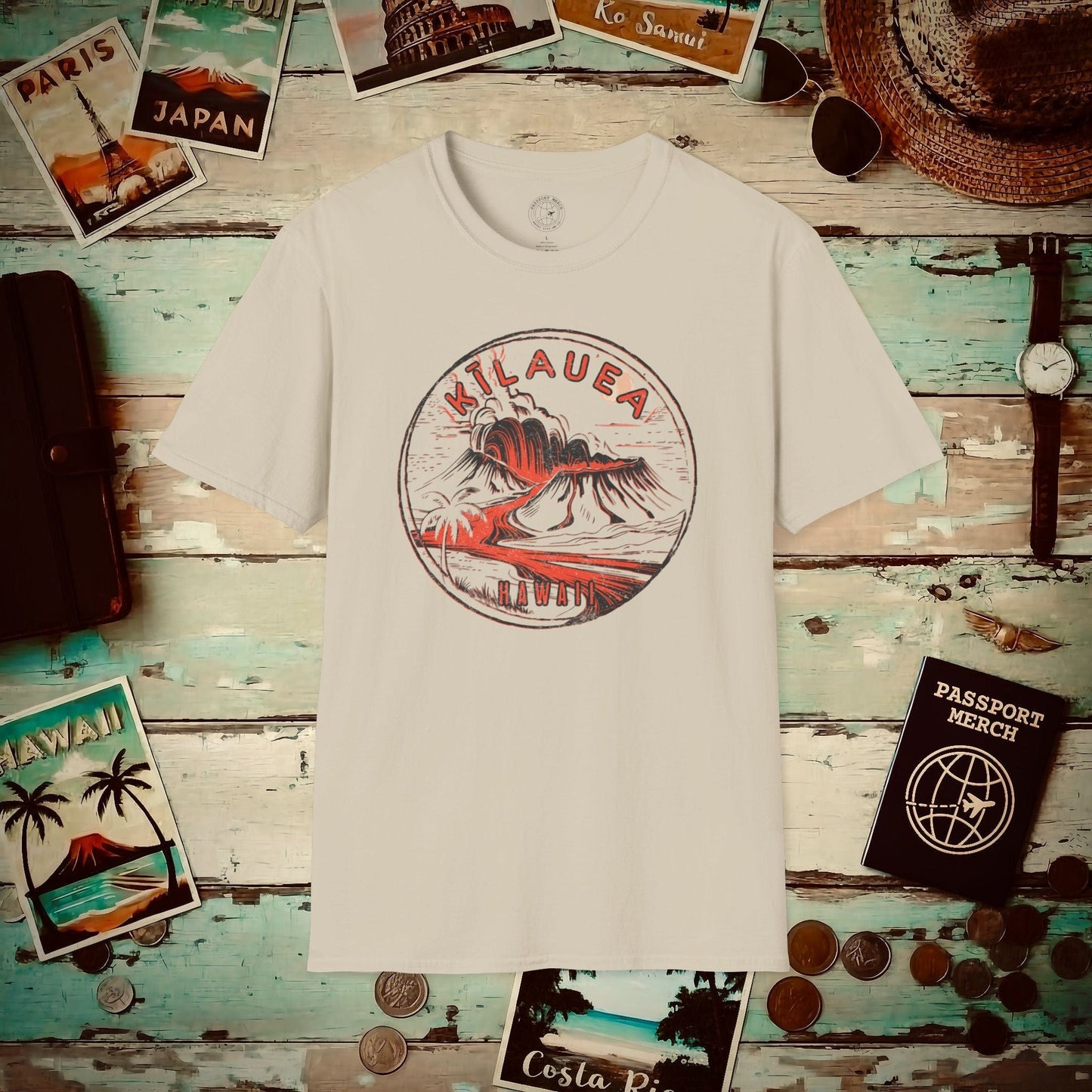 Vintage Kilauea Eruption, Hawaii T-Shirt Sand / S