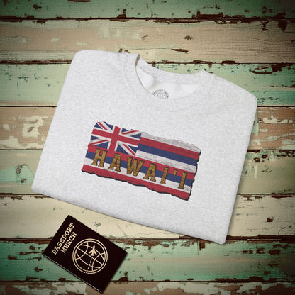 Vintage Koa Wood Carved Hawaiian Flag Crewneck Ash / S