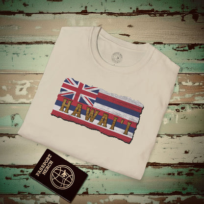 Vintage Koa Wood Carved Hawaiian Flag T-Shirt Sand / S