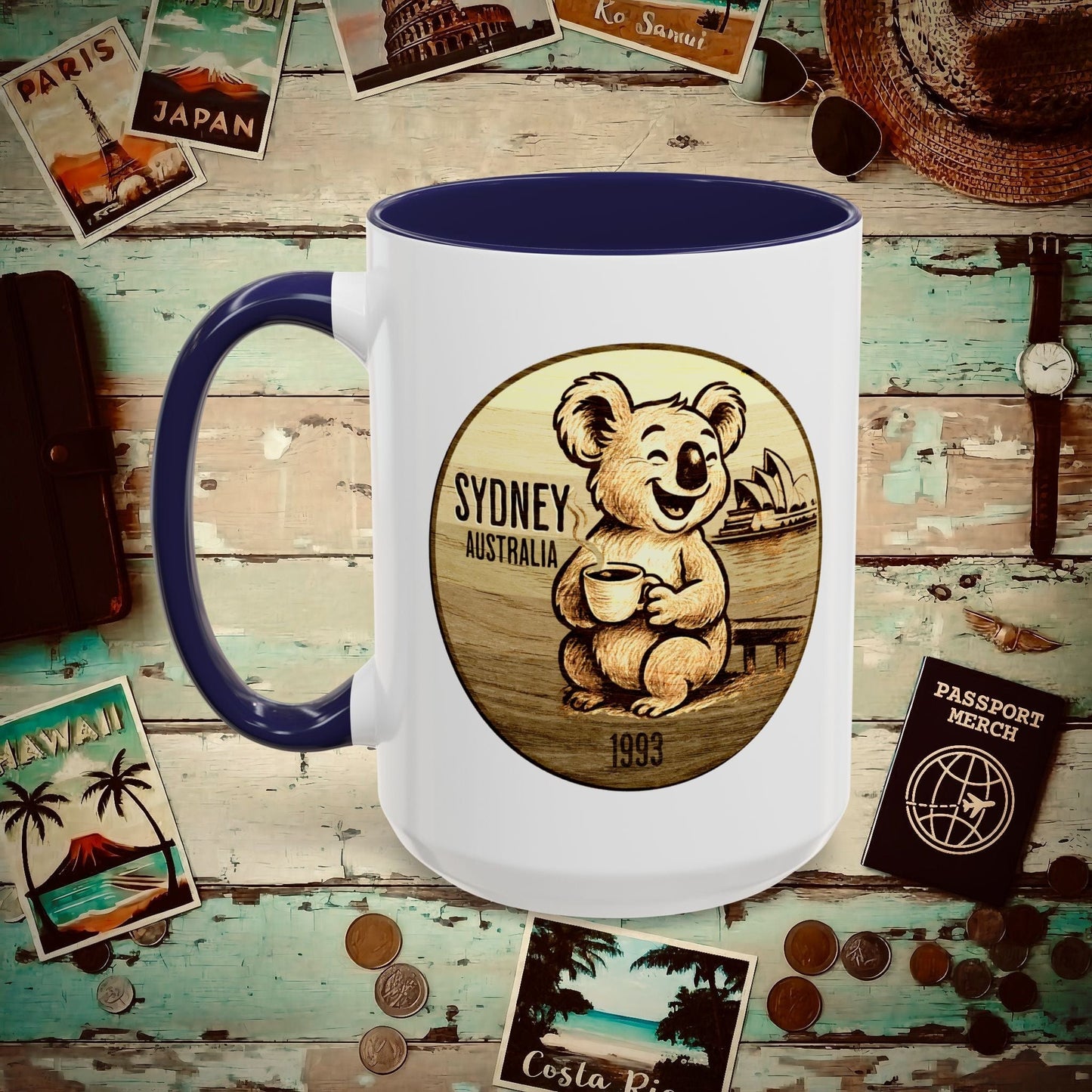Vintage Koala & Coffee in Sydney, Australia 15oz Mug Navy / 15oz