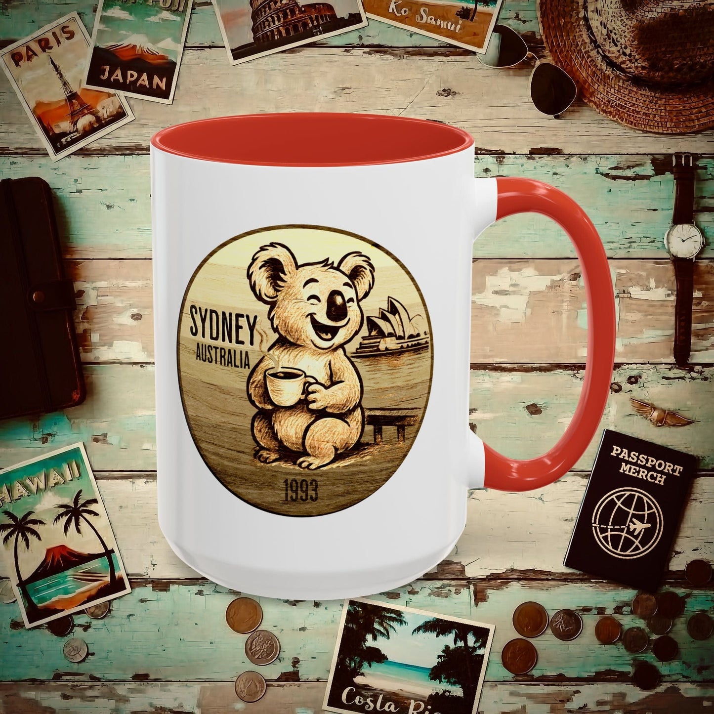 Vintage Koala & Coffee in Sydney, Australia 15oz Mug Red / 15oz
