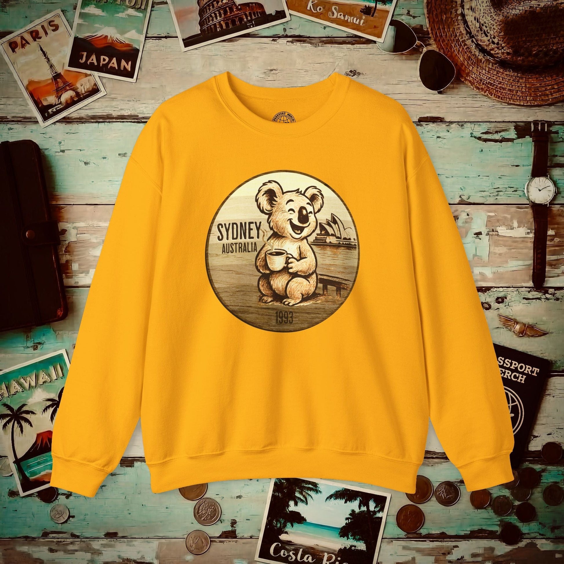 Vintage Koala & Coffee in Sydney, Australia Crewneck Gold / S