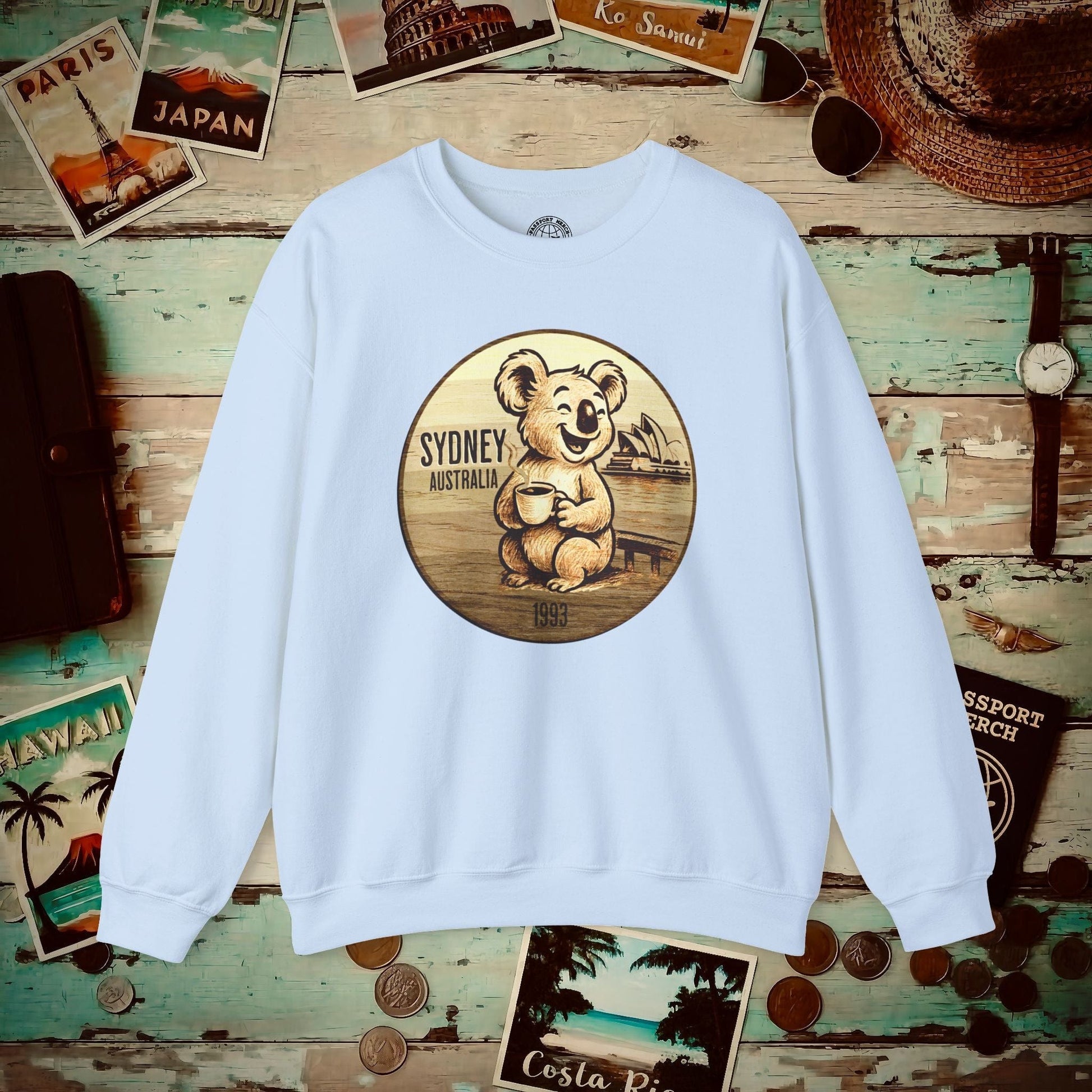 Vintage Koala & Coffee in Sydney, Australia Crewneck Light Blue / S