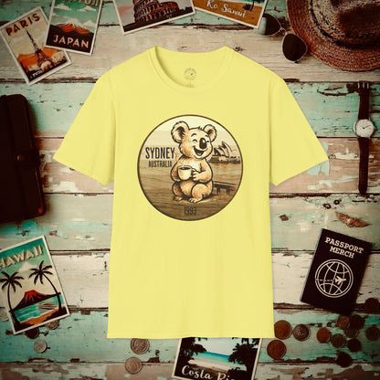 Vintage Koala & Coffee in Sydney, Australia T-Shirt Cornsilk / S