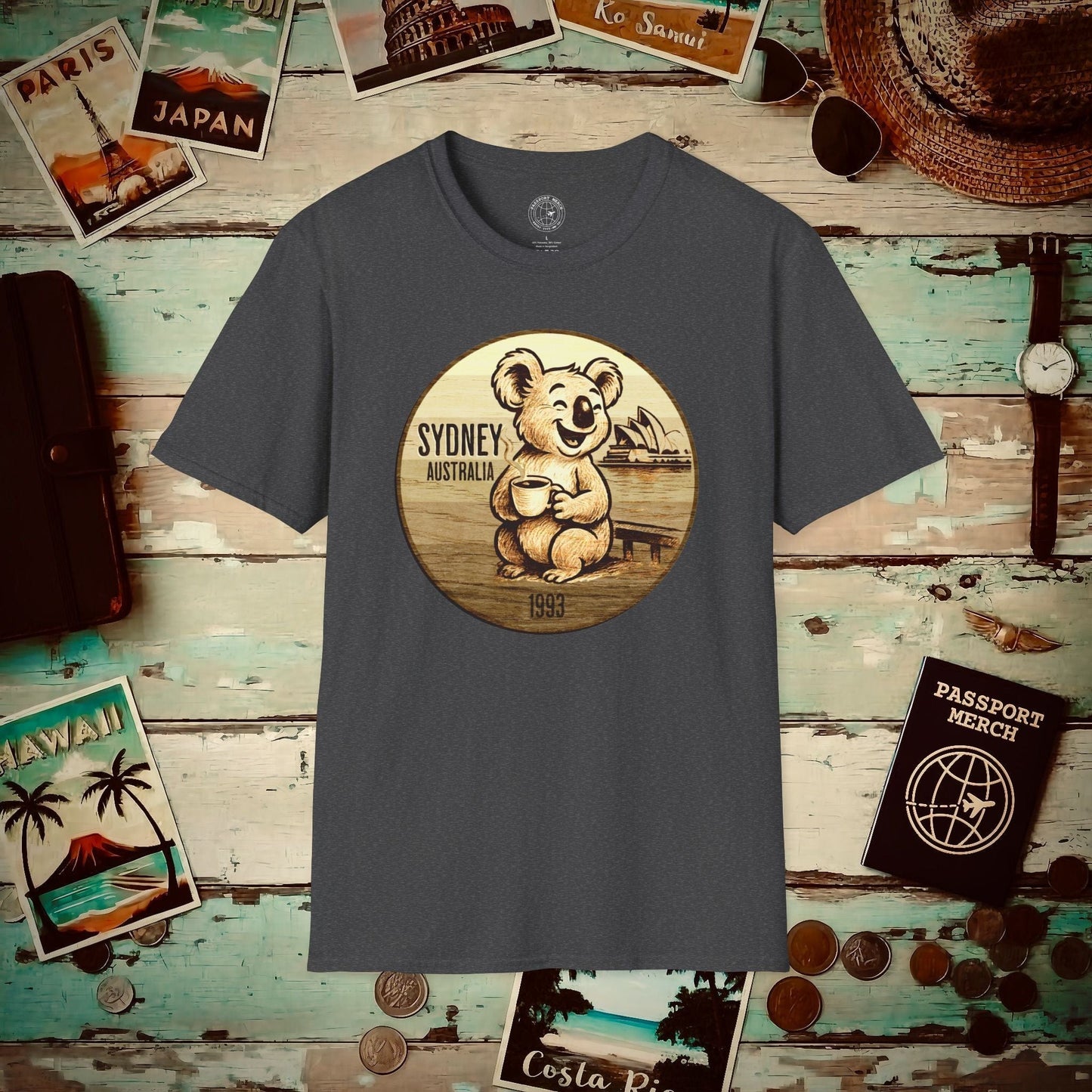 Vintage Koala & Coffee in Sydney, Australia T-Shirt Dark Heather / S