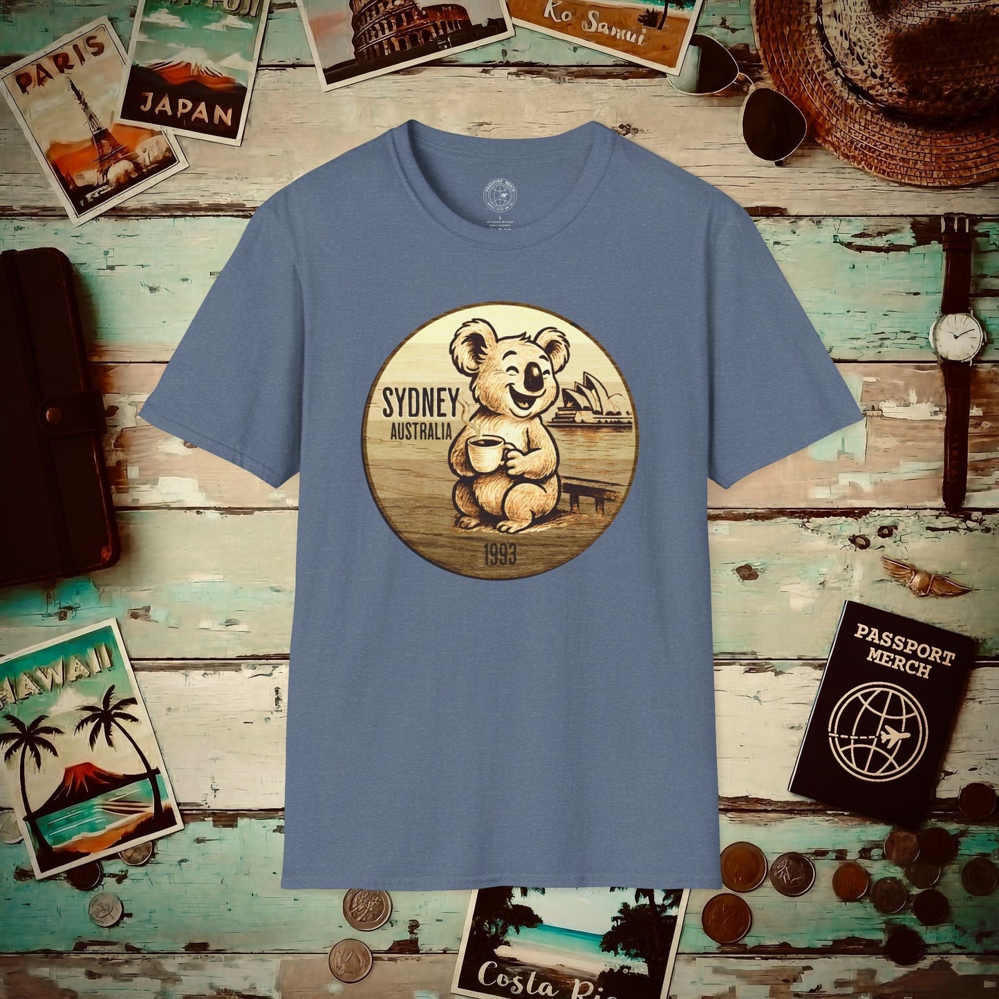 Vintage Koala & Coffee in Sydney, Australia T-Shirt Heather Indigo / S