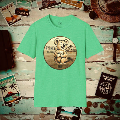 Vintage Koala & Coffee in Sydney, Australia T-Shirt Heather Irish Green / S