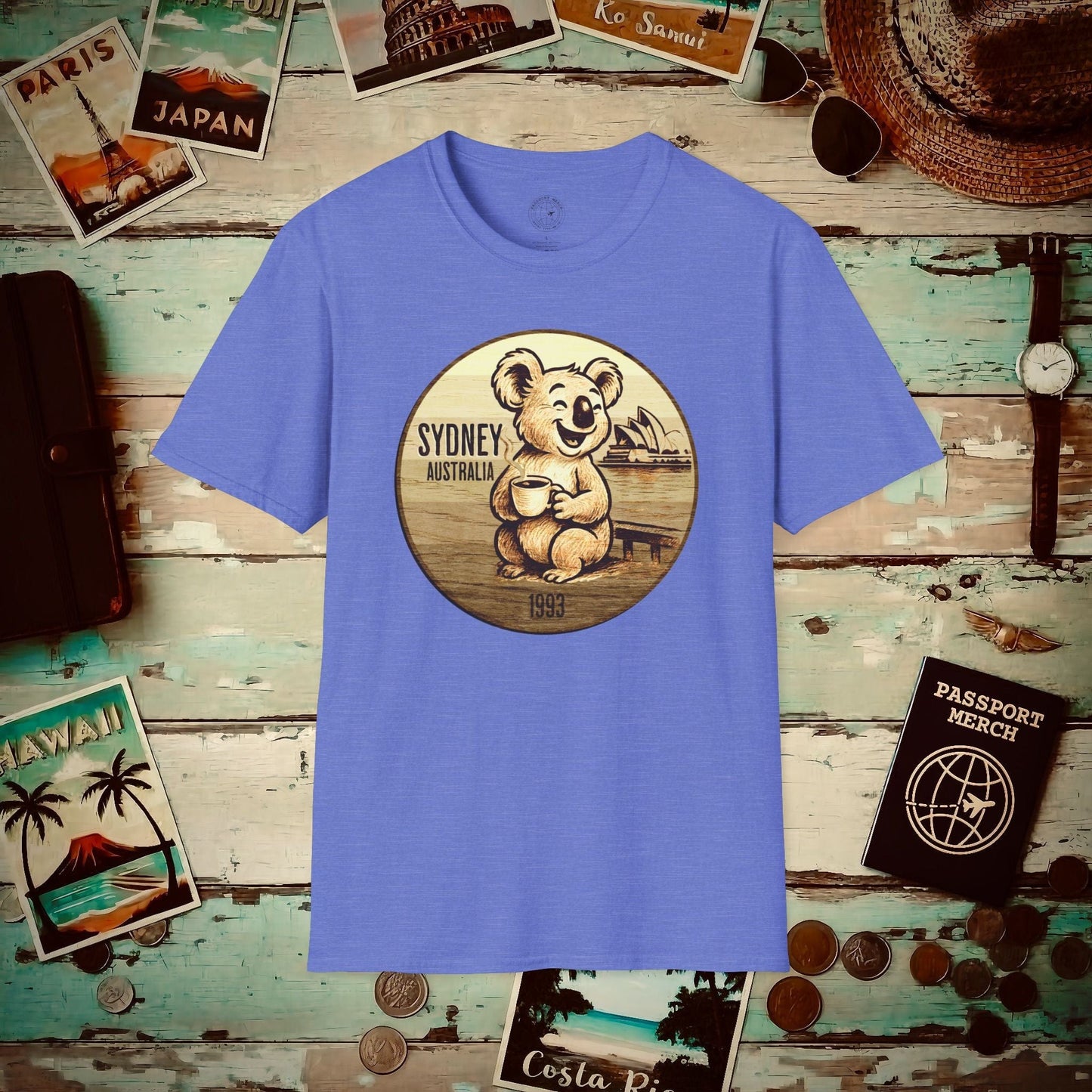 Vintage Koala & Coffee in Sydney, Australia T-Shirt Heather Royal / S