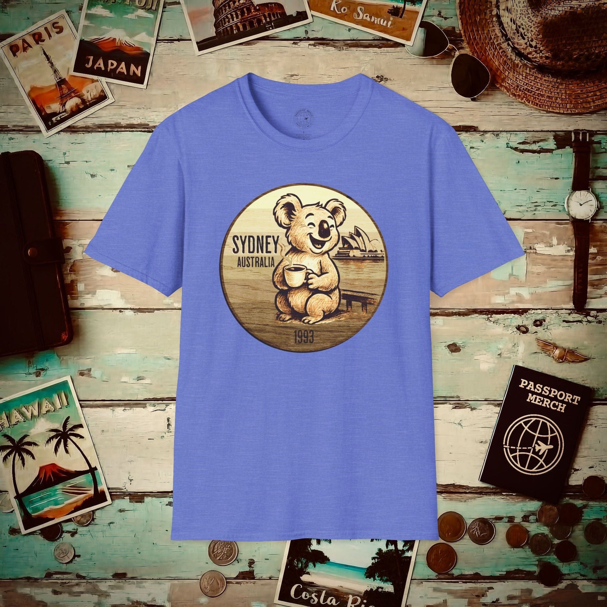 Vintage Koala & Coffee in Sydney, Australia T-Shirt Heather Royal / S