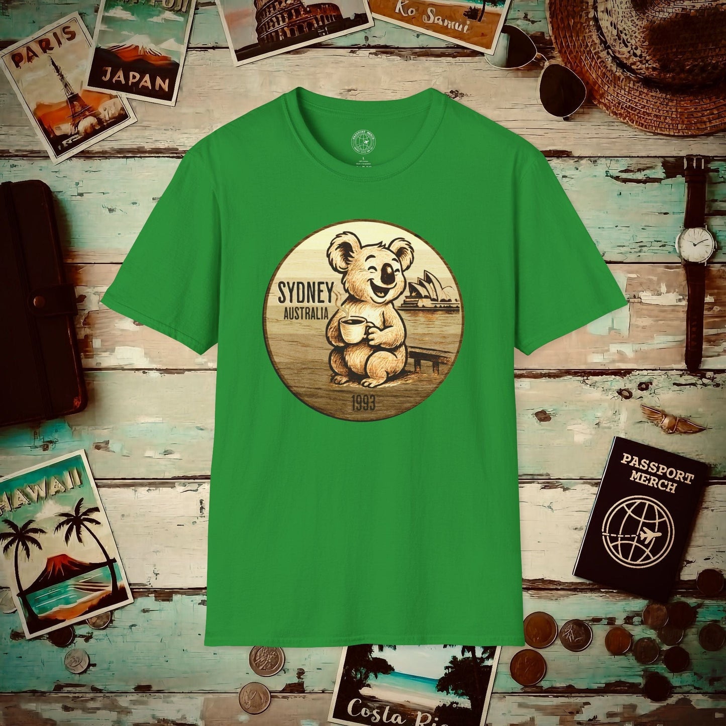 Vintage Koala & Coffee in Sydney, Australia T-Shirt Irish Green / S