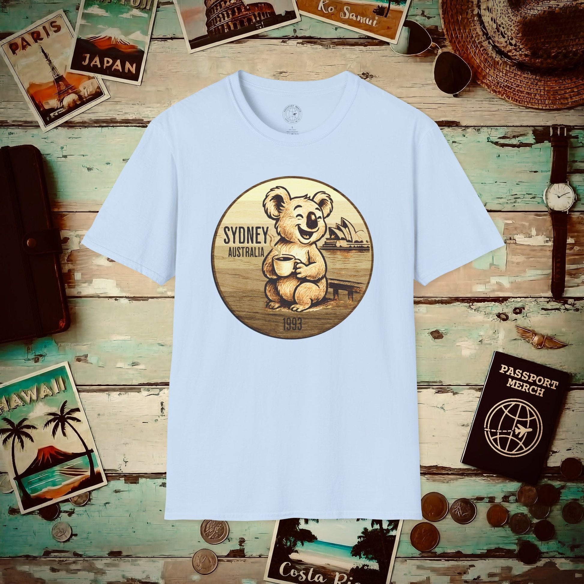 Vintage Koala & Coffee in Sydney, Australia T-Shirt Light Blue / S