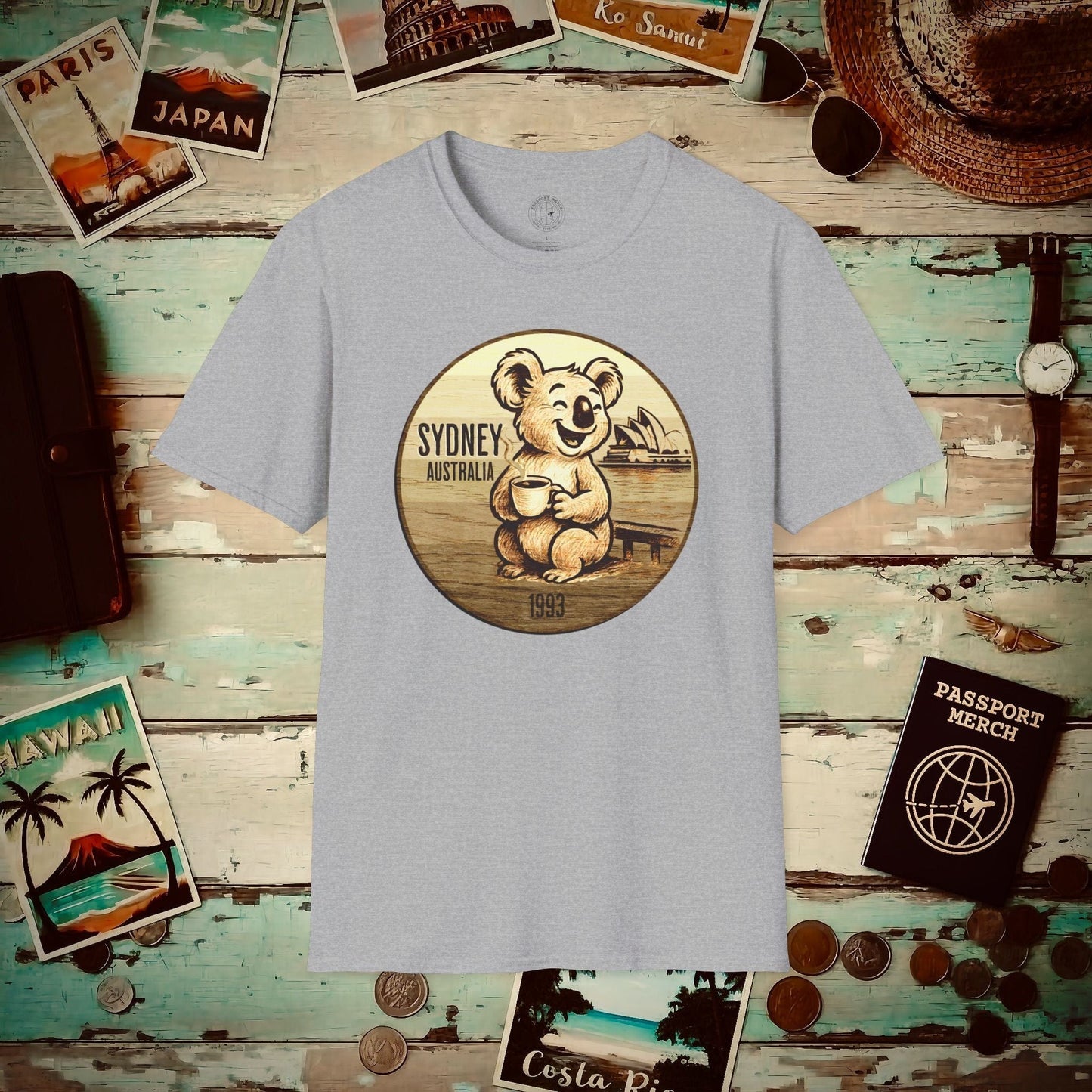 Vintage Koala & Coffee in Sydney, Australia T-Shirt Sport Grey / S