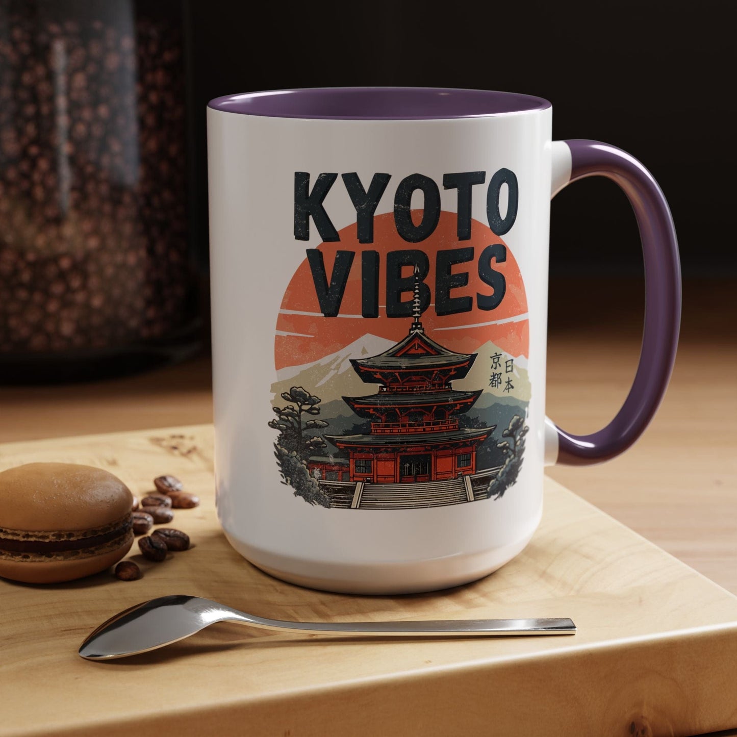 Vintage Kyoto Vibes, Japan 15oz Mug Purple / 15oz