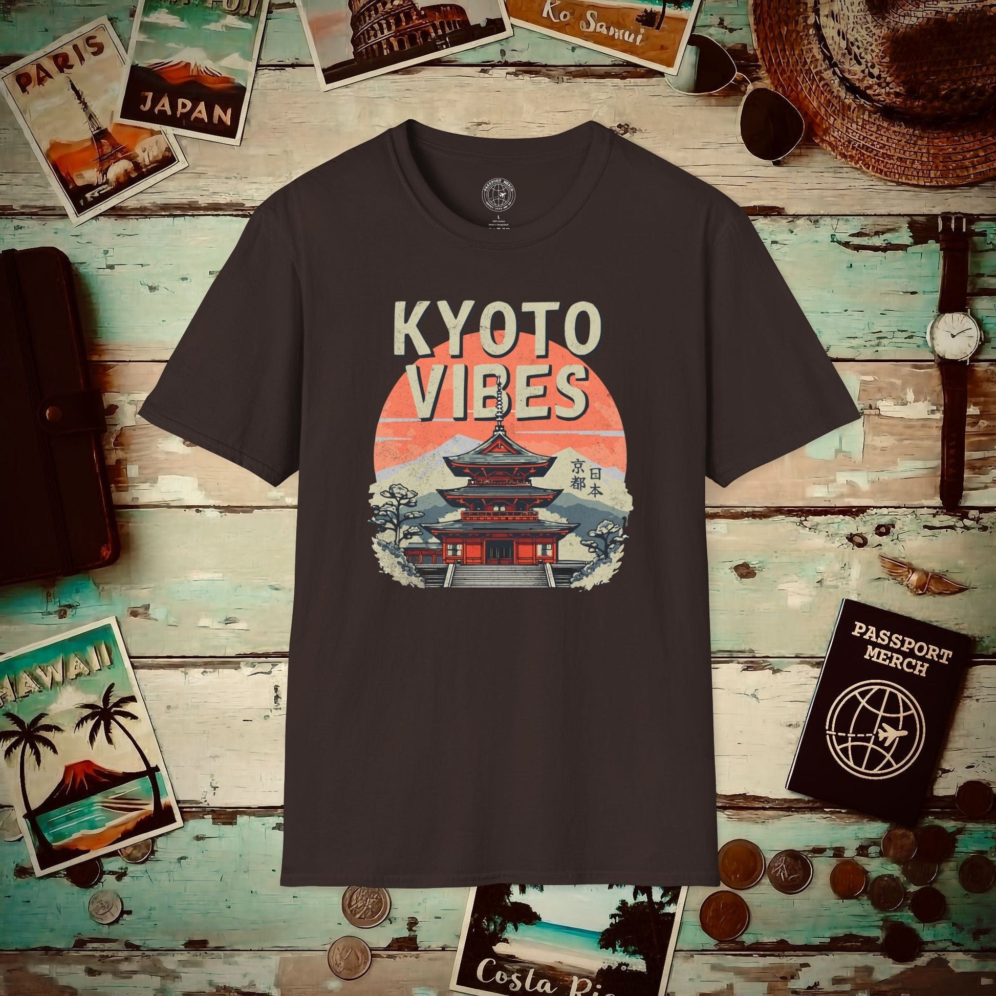 Vintage Kyoto Vibes, Japan T-Shirt Dark Chocolate / S