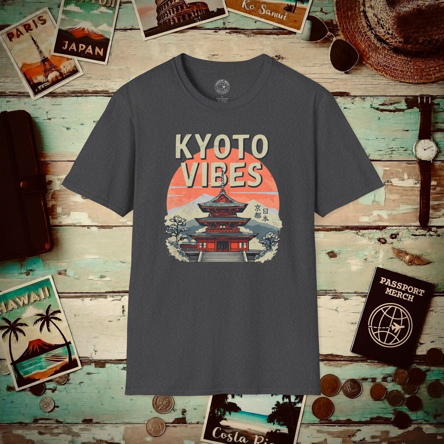 Vintage Kyoto Vibes, Japan T-Shirt Dark Heather / S