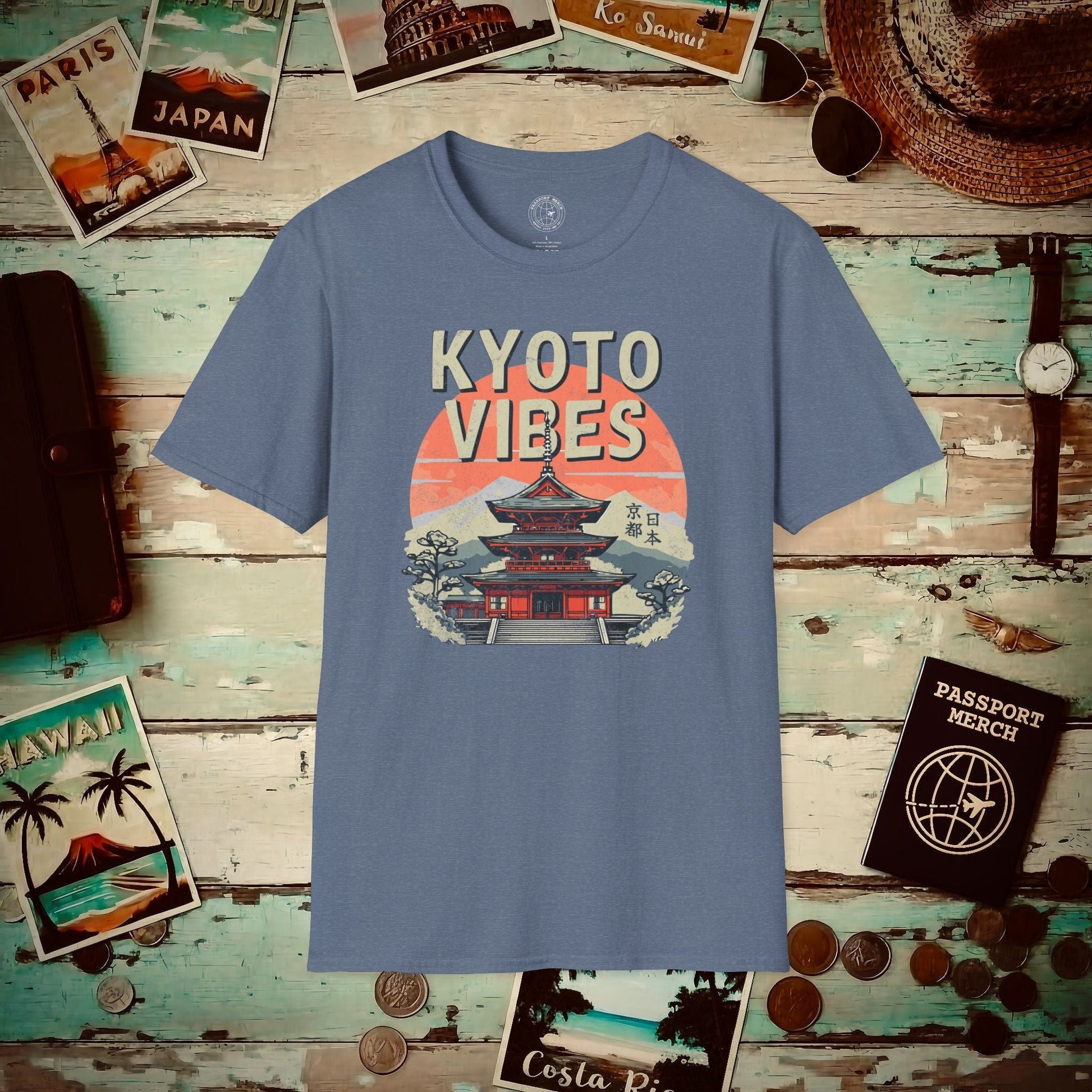 Vintage Kyoto Vibes, Japan T-Shirt Heather Indigo / S