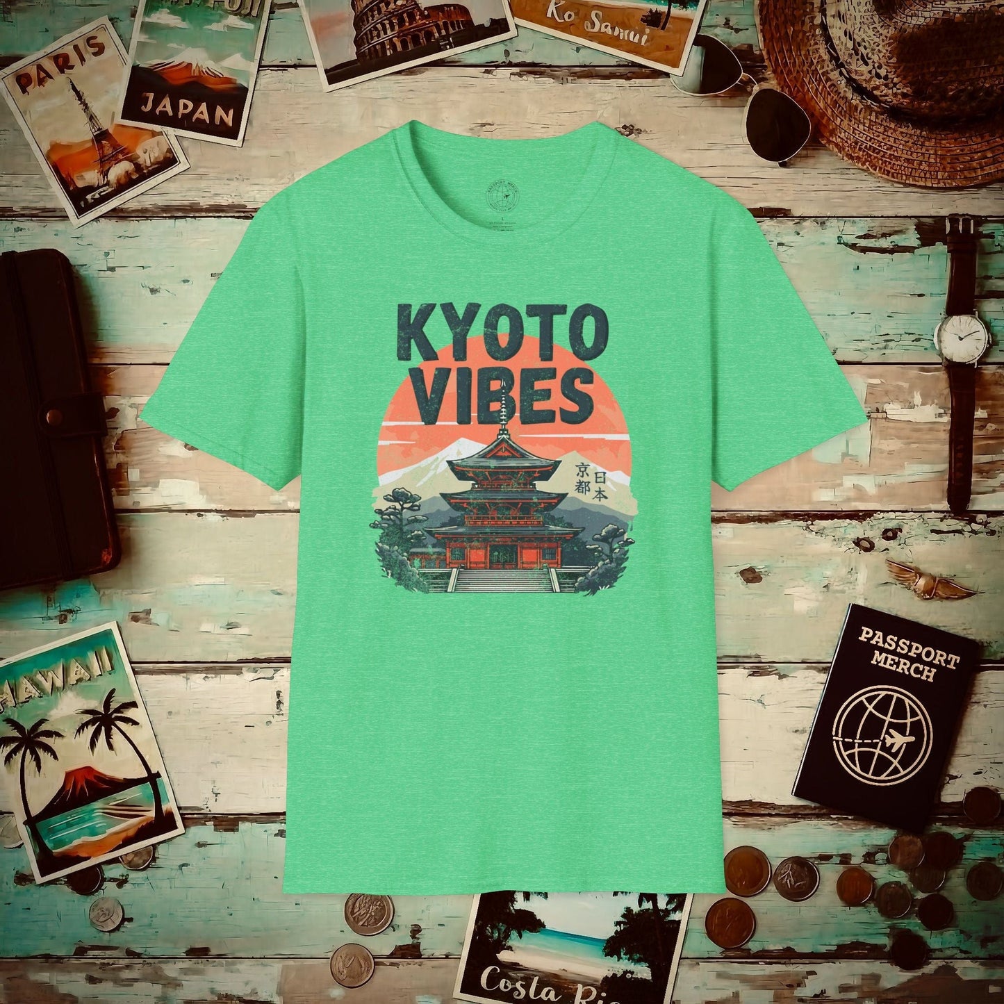 Vintage Kyoto Vibes, Japan T-Shirt Heather Irish Green / S