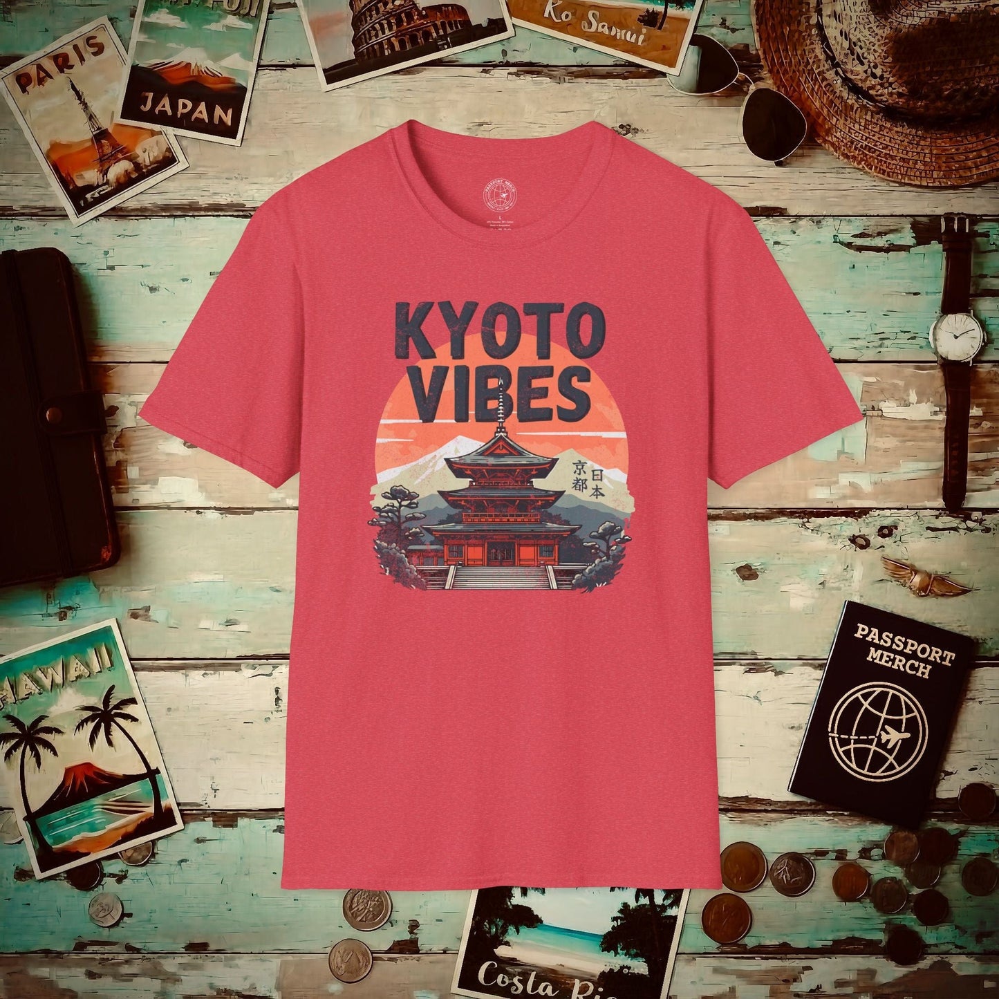 Vintage Kyoto Vibes, Japan T-Shirt Heather Red / S