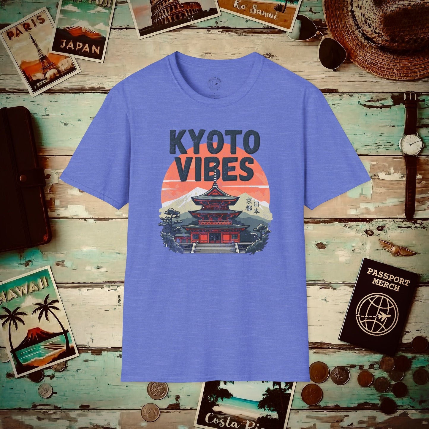 Vintage Kyoto Vibes, Japan T-Shirt Heather Royal / S