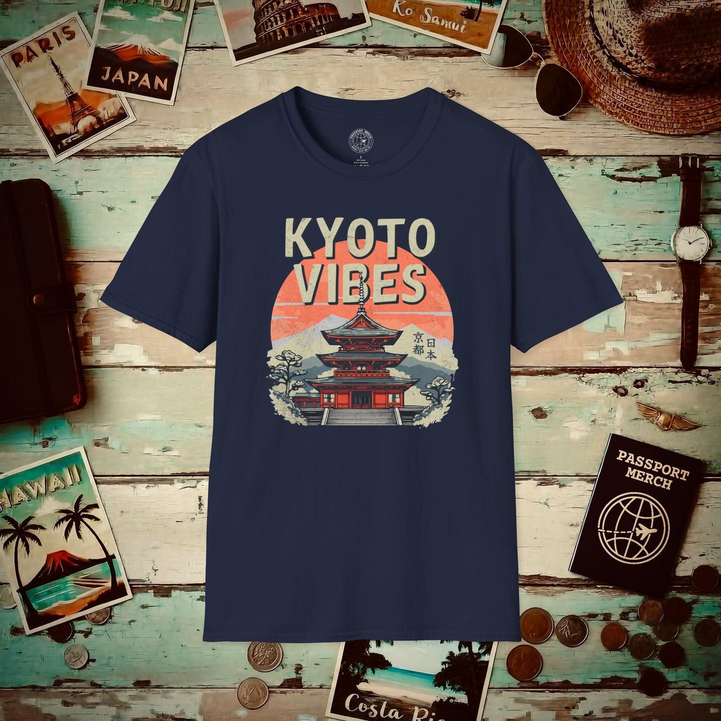 Vintage Kyoto Vibes, Japan T-Shirt Navy / S