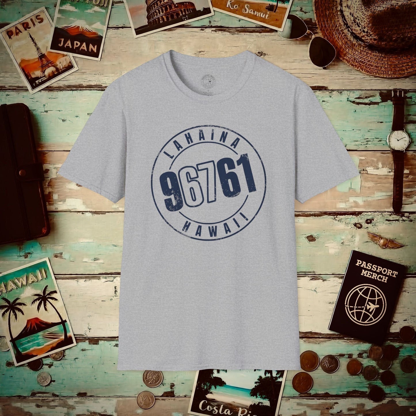 Vintage Lahaina Zip Code ("67" Pop Culture Edition), Hawaii T-Shirt Sport Grey / S