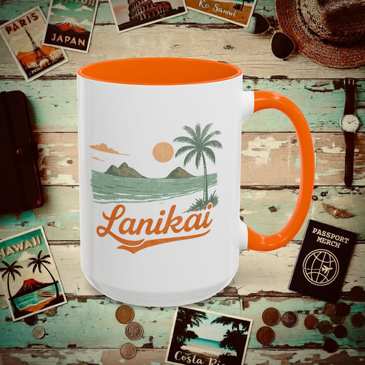 Vintage Lanikai, Oahu, Hawaii 15oz Mug Orange / 15oz