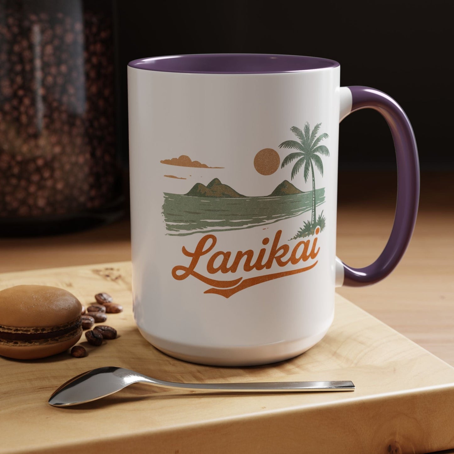 Vintage Lanikai, Oahu, Hawaii 15oz Mug Purple / 15oz