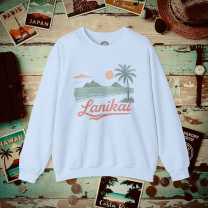 Vintage Lanikai, Oahu, Hawaii Crewneck Light Blue / S