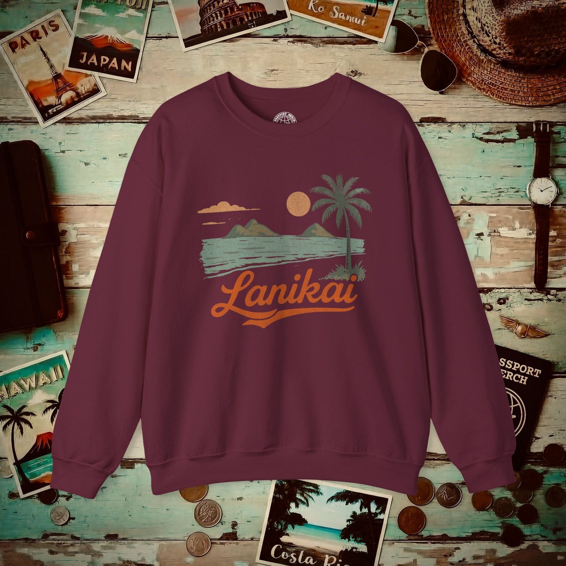 Vintage Lanikai, Oahu, Hawaii Crewneck Maroon / S