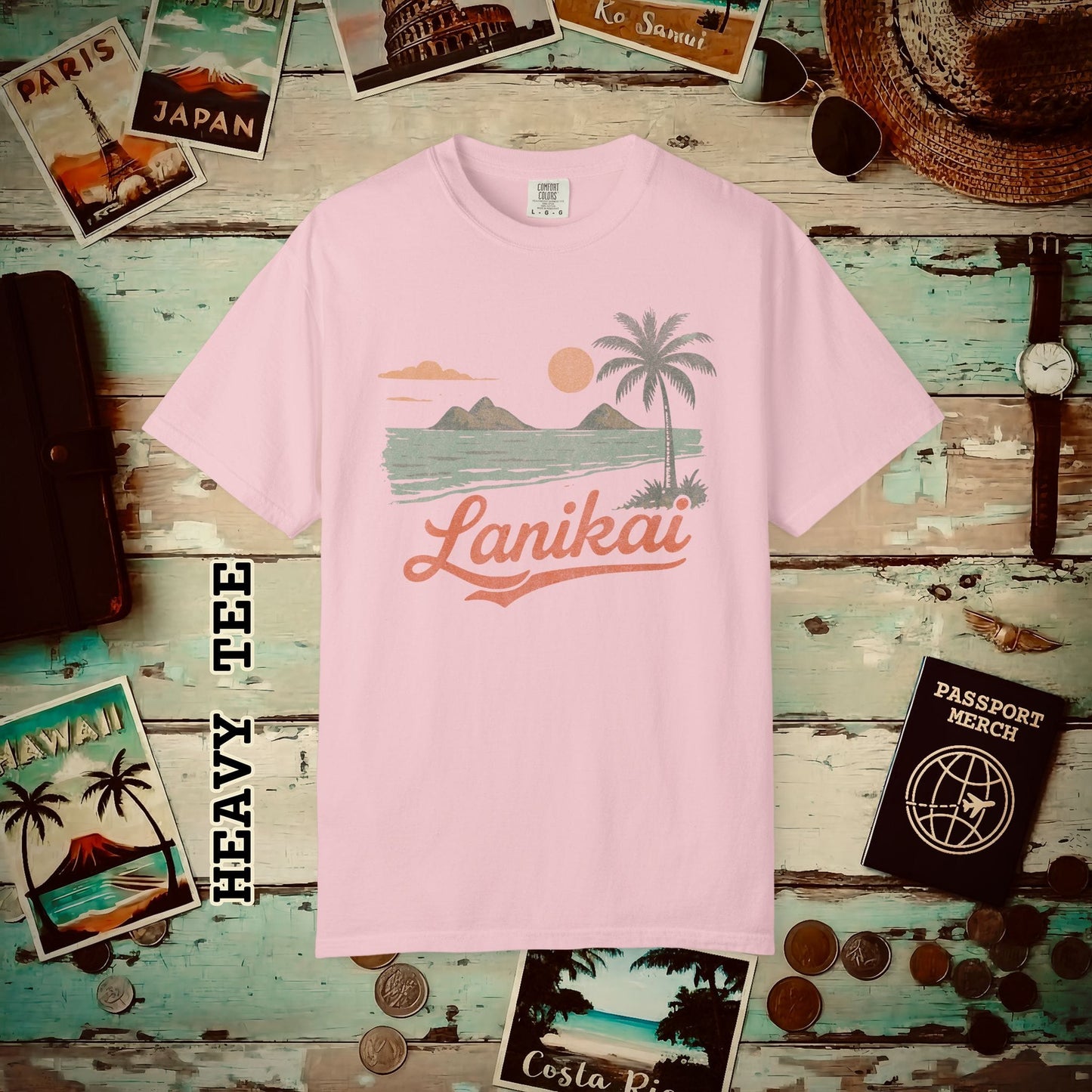 Vintage Lanikai, Oahu, Hawaii Heavy Tee Blossom / S