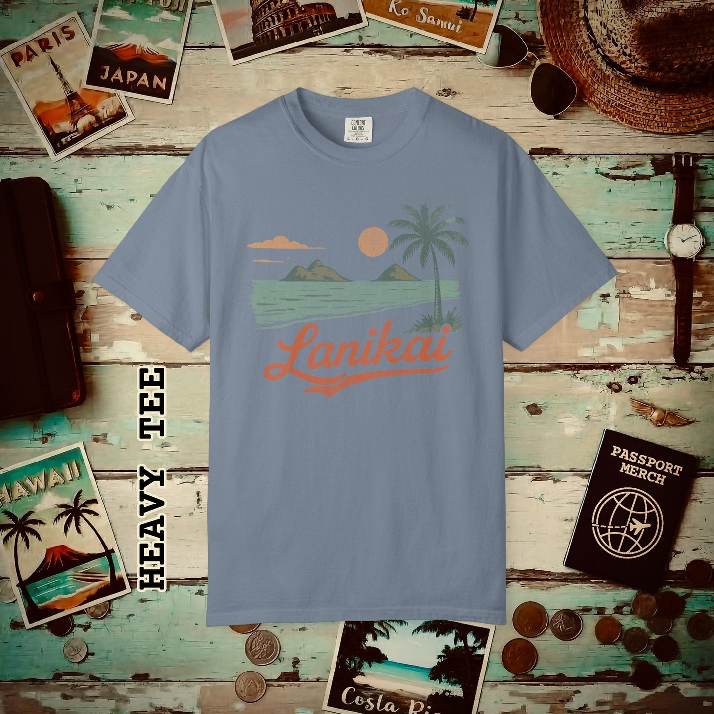 Vintage Lanikai, Oahu, Hawaii Heavy Tee Blue Jean / S