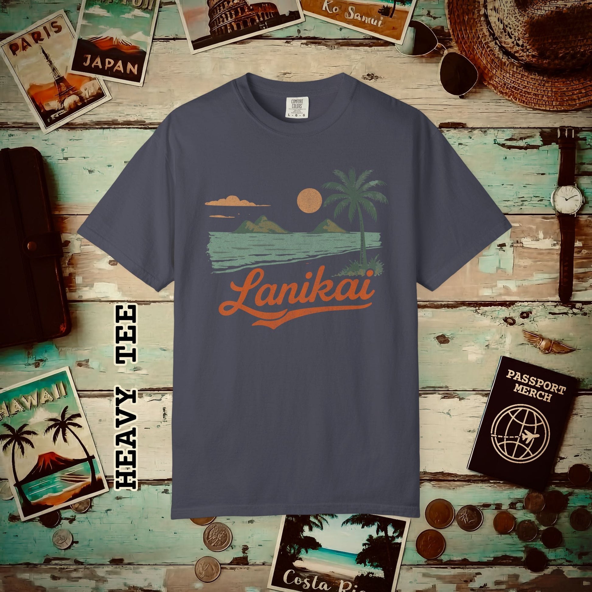 Vintage Lanikai, Oahu, Hawaii Heavy Tee Navy / S