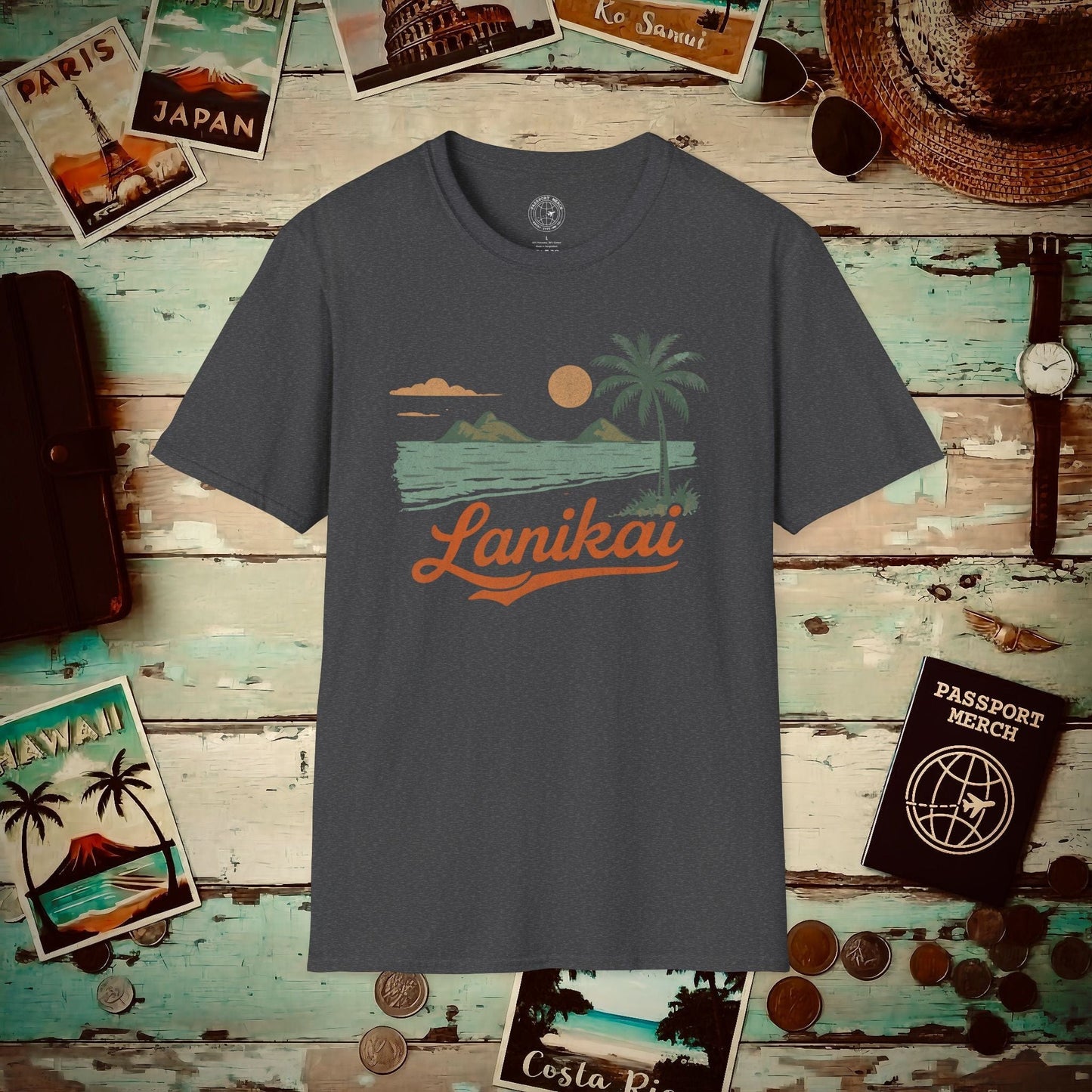 Vintage Lanikai, Oahu, Hawaii T-Shirt Dark Heather / S