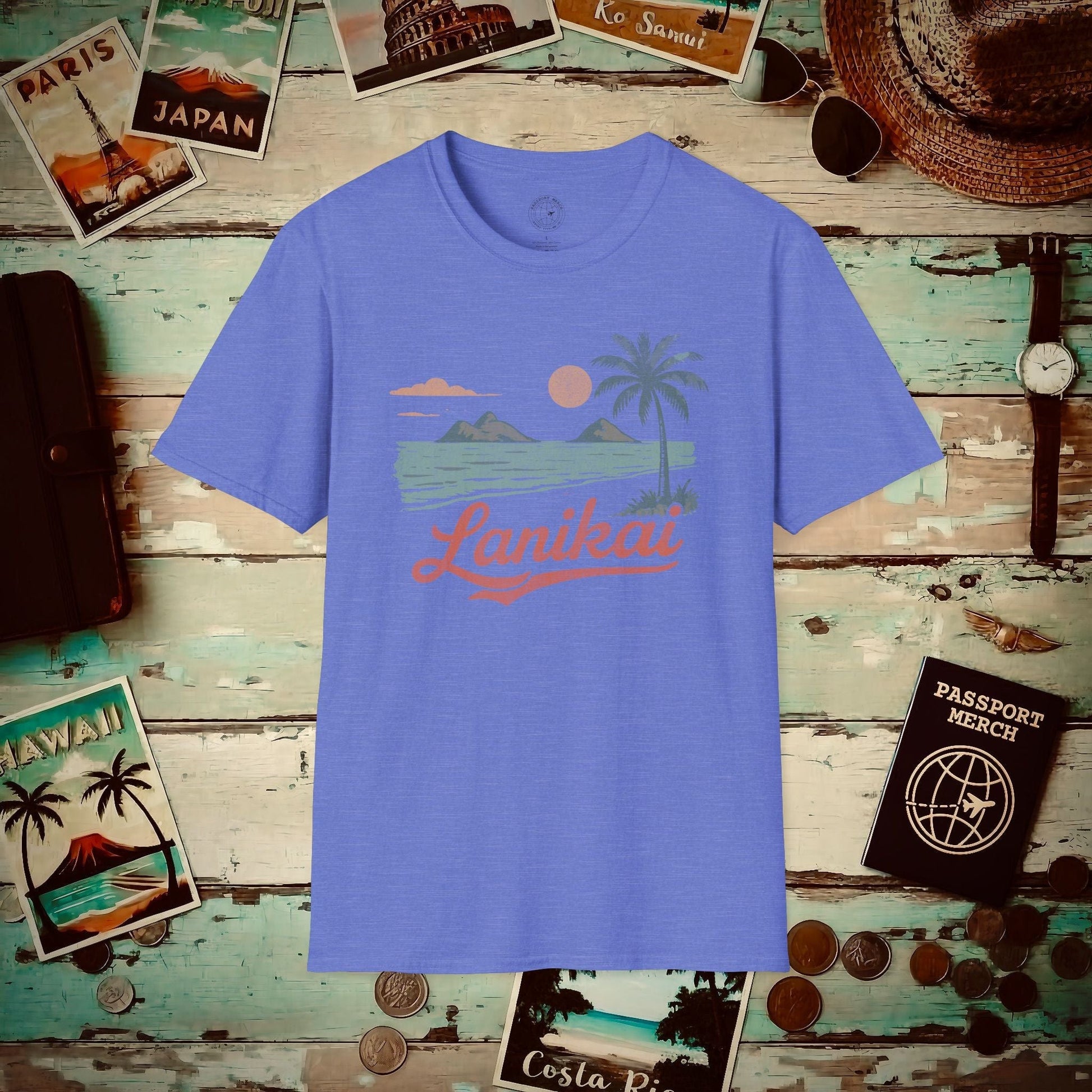 Vintage Lanikai, Oahu, Hawaii T-Shirt Heather Royal / S