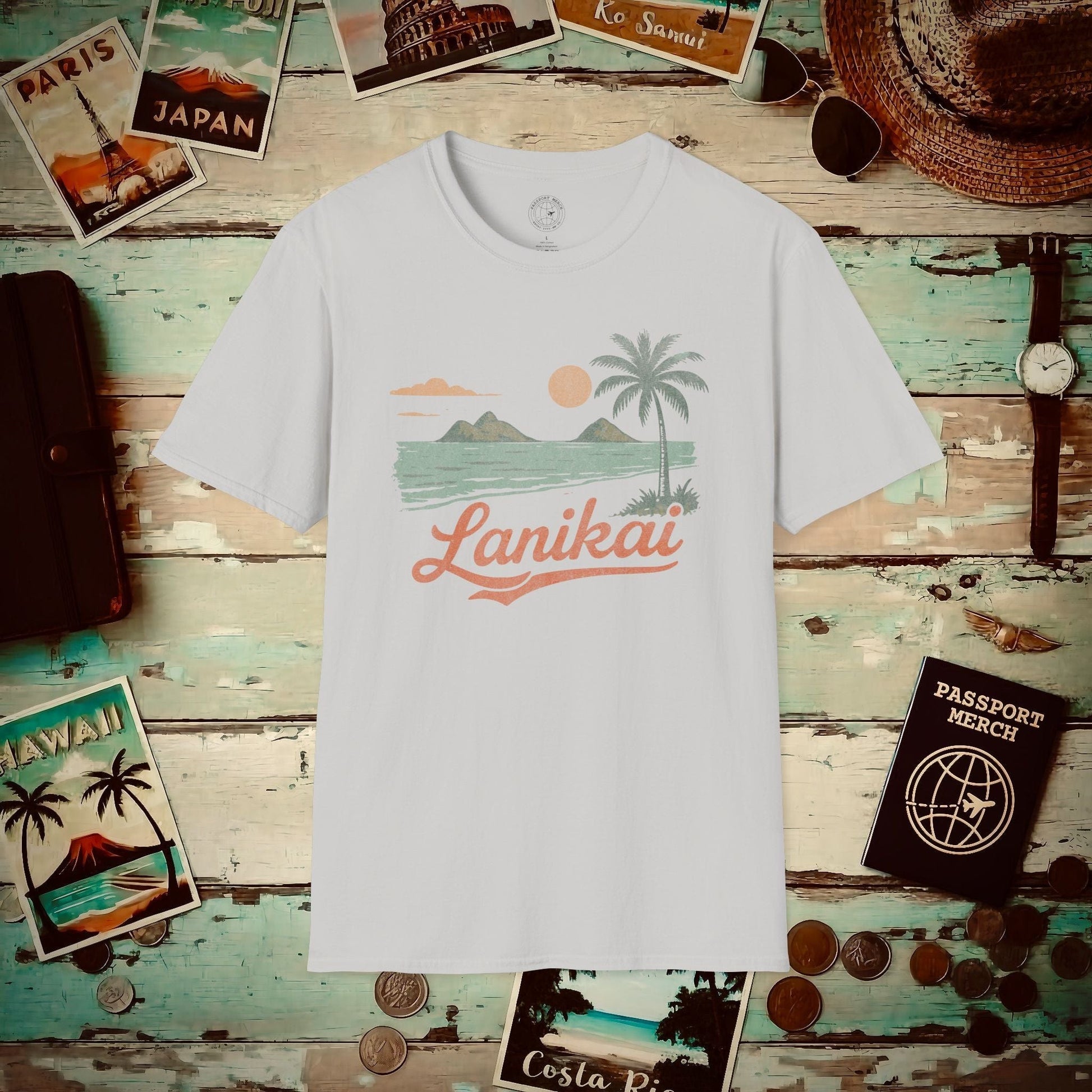 Vintage Lanikai, Oahu, Hawaii T-Shirt Ice Grey / S