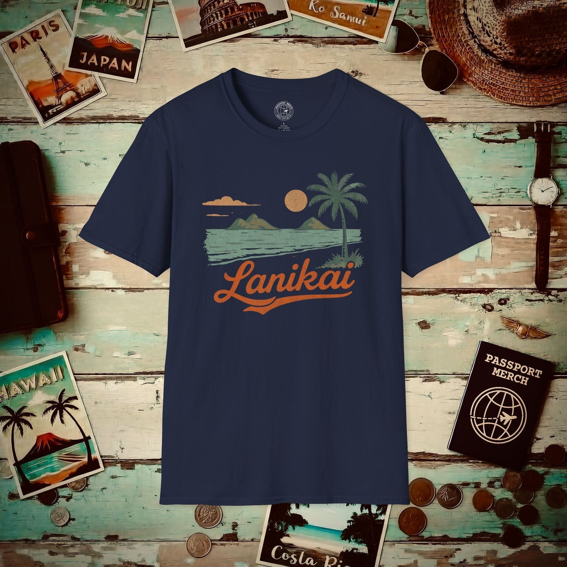 Vintage Lanikai, Oahu, Hawaii T-Shirt Navy / S