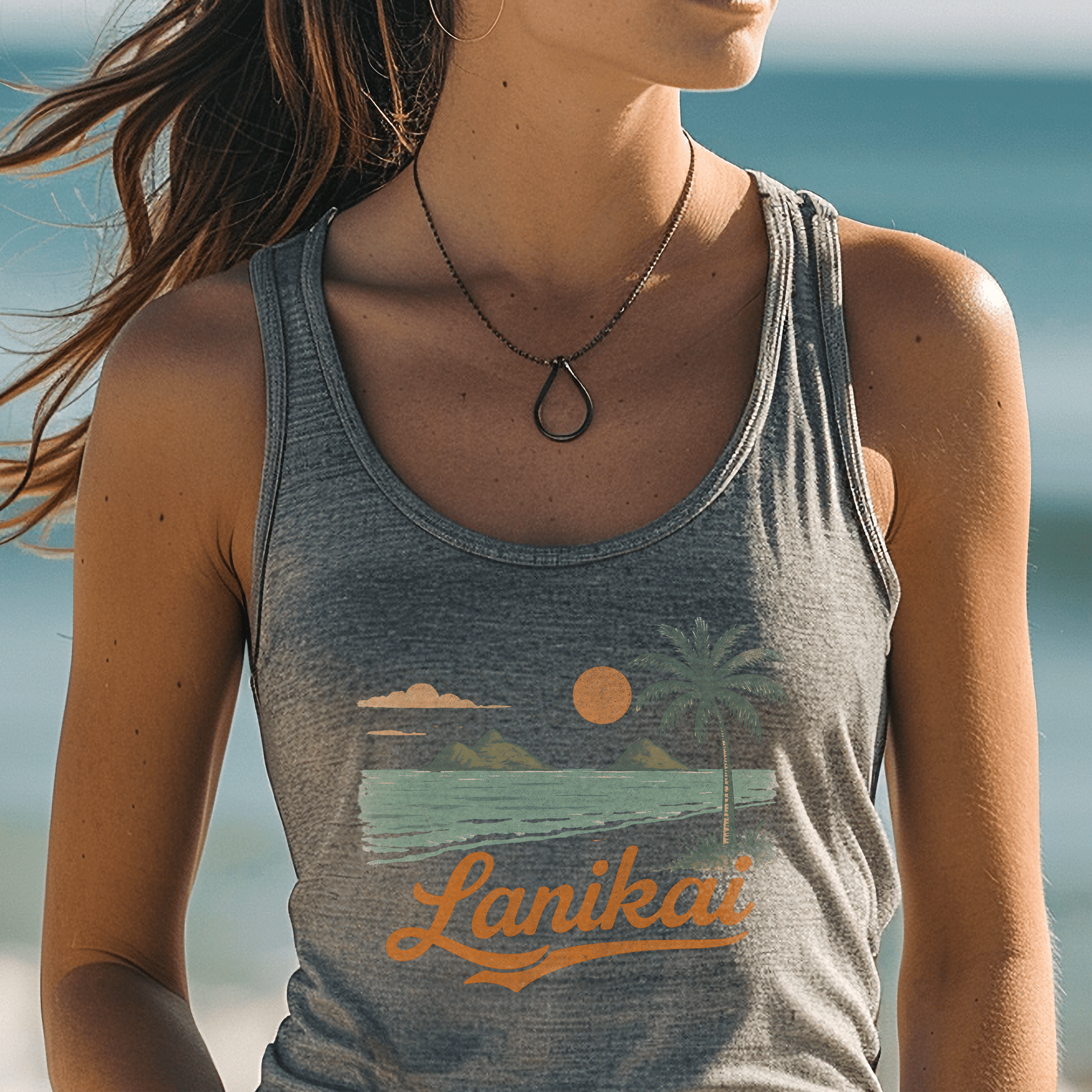 Vintage Lanikai, Oahu, Hawaii Tank Top Athletic Heather / XS