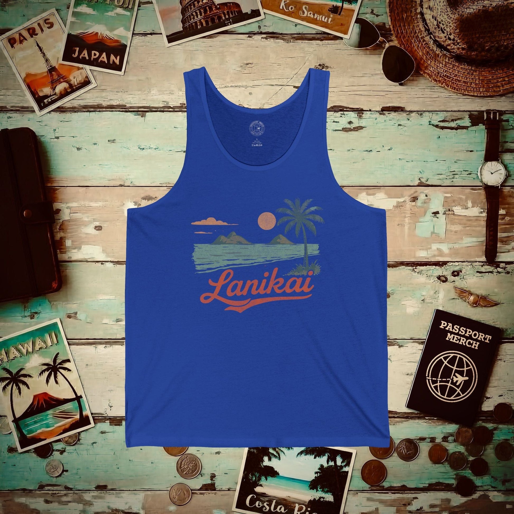 Vintage Lanikai, Oahu, Hawaii Tank Top True Royal / XS