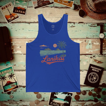 Vintage Lanikai, Oahu, Hawaii Tank Top True Royal / XS
