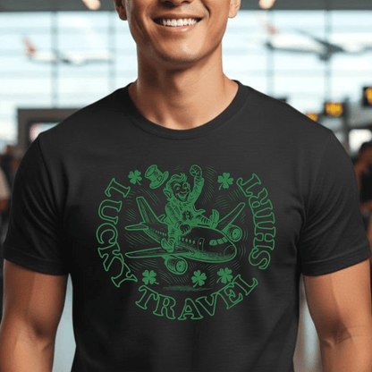 Vintage Lucky Leprechaun Travel T-Shirt Black / S