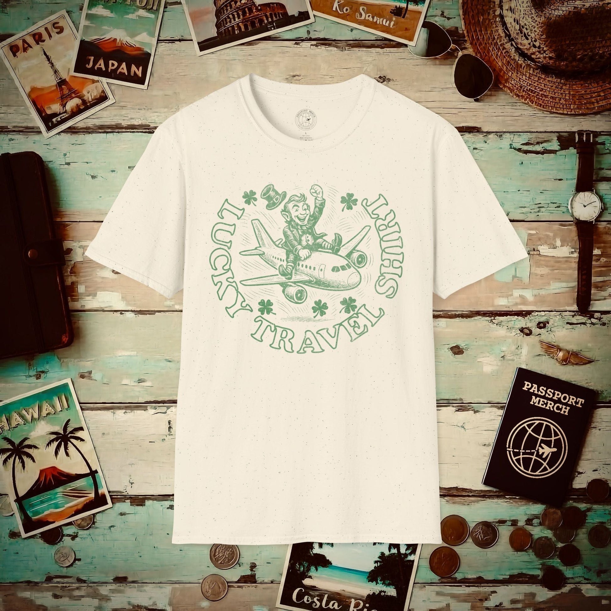 Vintage Lucky Leprechaun Travel T-Shirt Natural / S