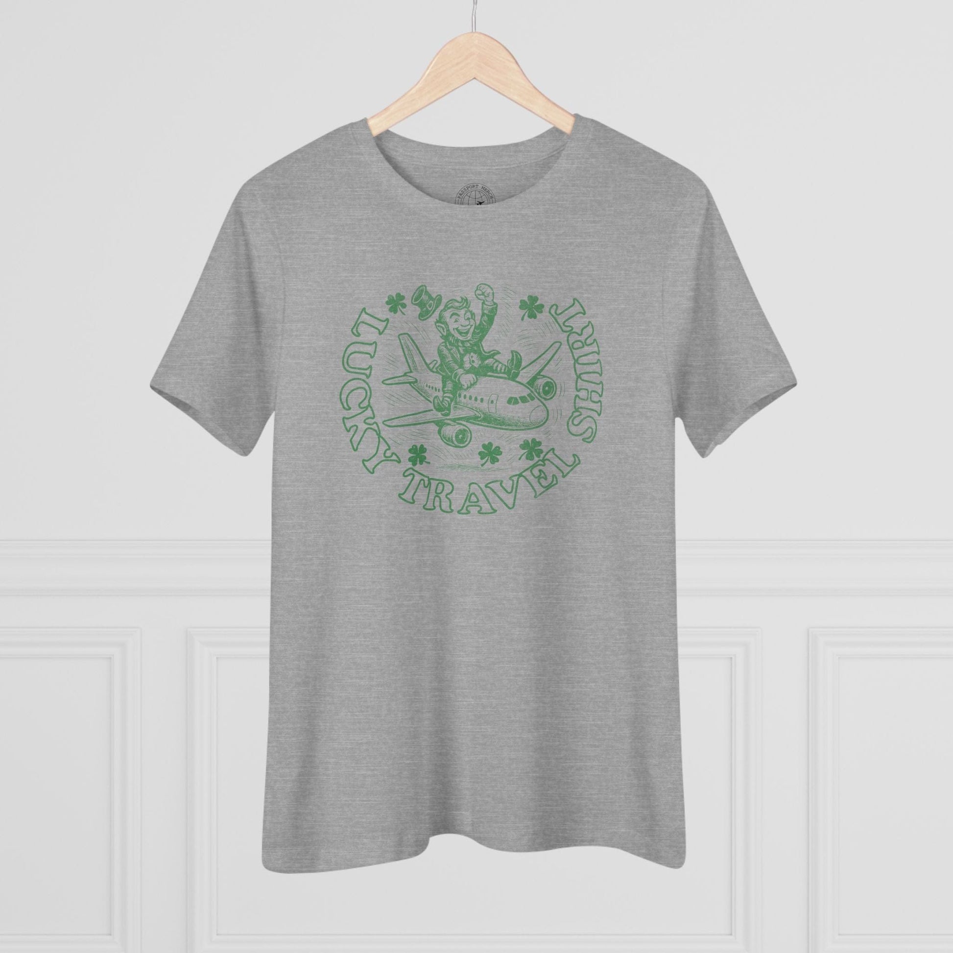 Vintage Lucky Leprechaun Travel Womens Fit T-Shirt Athletic Heather / S